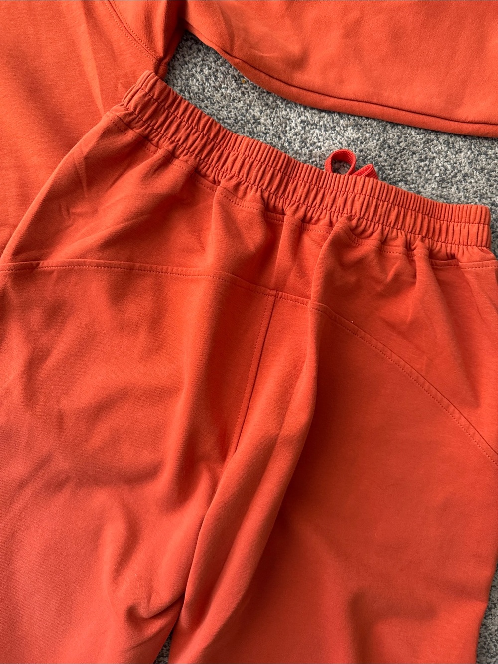 Women's Drawstring Track Pants and Pullover Sweat Set - Orange - Picture 6 of 7